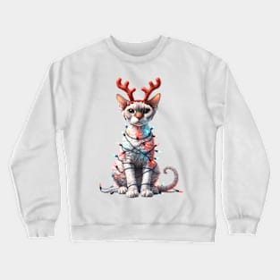 Christmas Red Nose Devon Rex Cat Crewneck Sweatshirt